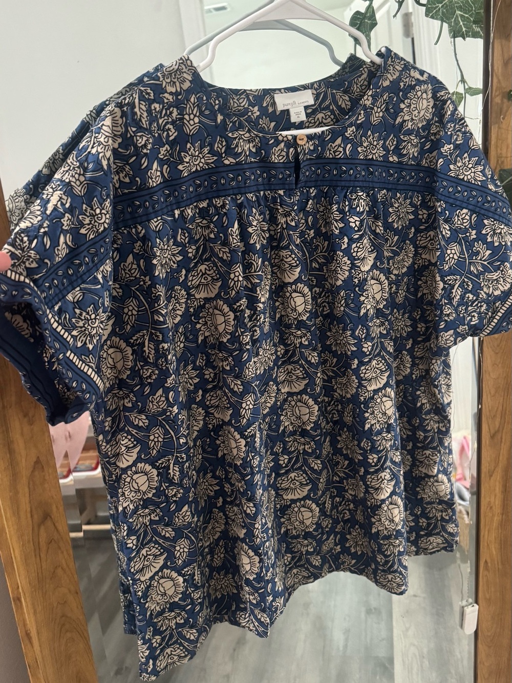 LIKE NEW J.Jill 100% Cotton Printed Boho Top - Picture 2 of 4